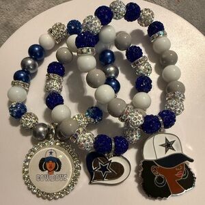Dallas Cowboys NFL Blue and Silver Women's Bracelets